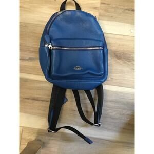 Coach F30550 Charlie Pebble Leather Backpack, Mini - Blue